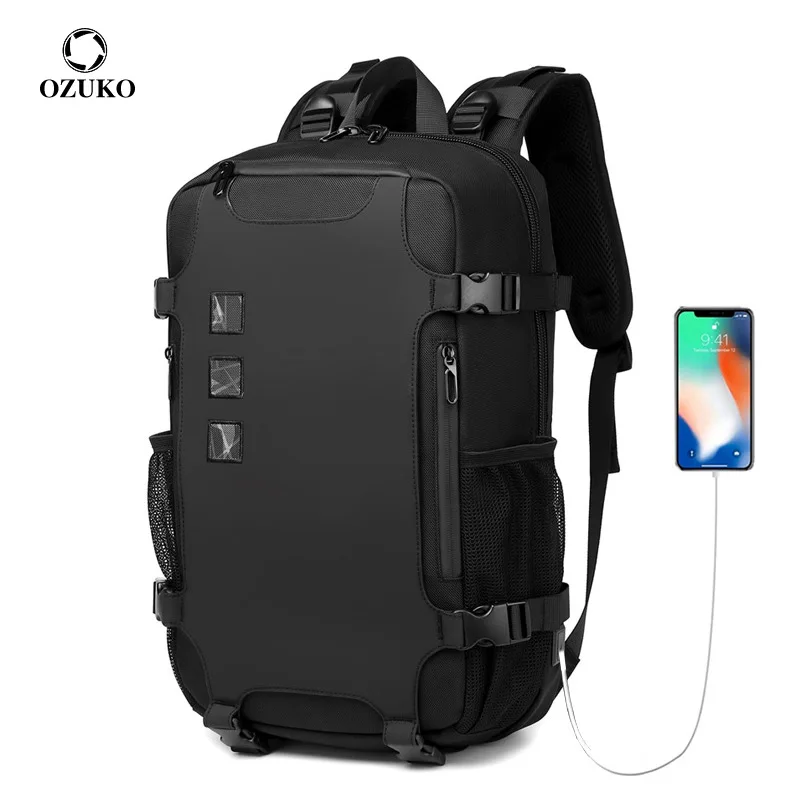 

Рюкзак OZUKO мужской для ноутбука 15,6 дюйма, вместительный ранец для подростков, школьный портфель с USB-зарядкой, водонепроницаемый дорожный ме...