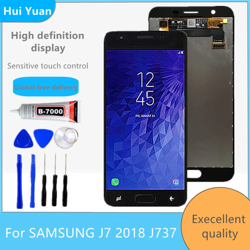 Для Samsung Galaxy J7 2018 J737 LCD J737A J737P J737V J737T ЖК-дисплей сенсорный экран дигитайзер замена может регулировать яркость