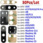50 шт., оригинальный задний стеклянный объектив камеры с наклейкой для Oppo A1k A5S A8 A9 A15 A16 A52 A53 A54 A74 A93 Realme 5 6 C3 C11 Z6