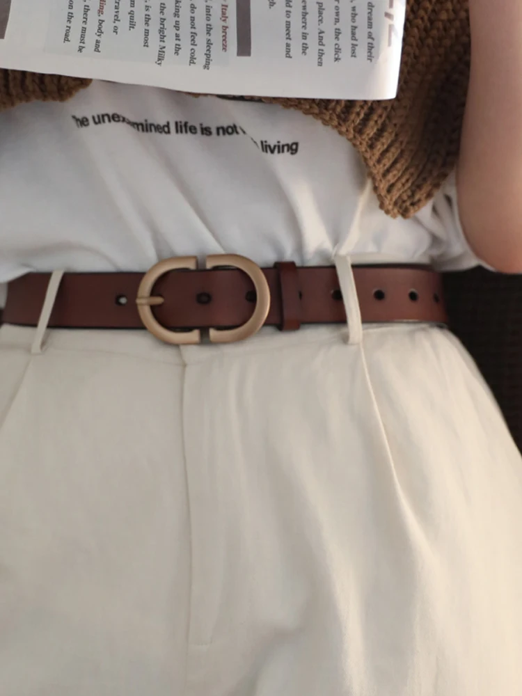 

Brown Really Genuine Leather Cowskin Belt For Women Female Retro Waistband Belts New With Jeans Decorate Summer Black Girl