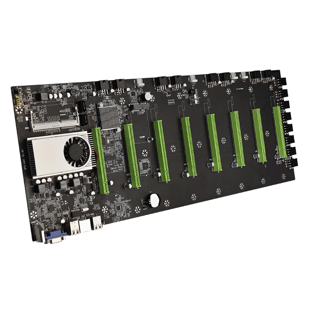 

Материнская плата майнера BTC-D37, 8 слотов для видеокарт PCIE 16X, расстояние 55 мм, память DDR3 VGA + HDMI, низкое энергопотребление