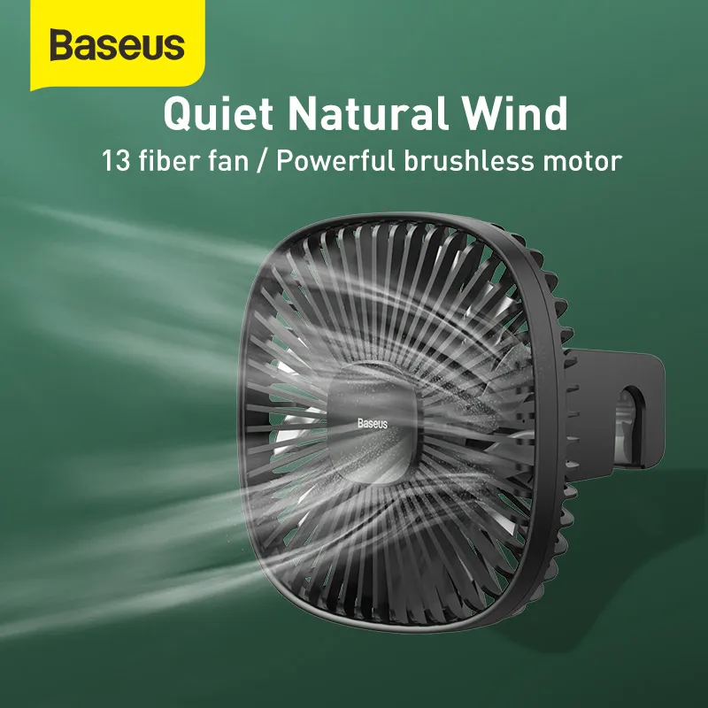 

Baseus Car Fans Mute Air Cooler Fan 12V Air Conditioner 360 Degree Rotation Cooling Fan for Car Back Seat with 1.5 Cable USB Fan