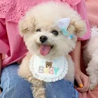 Милая Детская вышивка в виде медведя, искусственное животное, Бишон, плюшевый слюнявчик Hiromi, треугольный шарф в виде кошки, слюнявчик для кошки