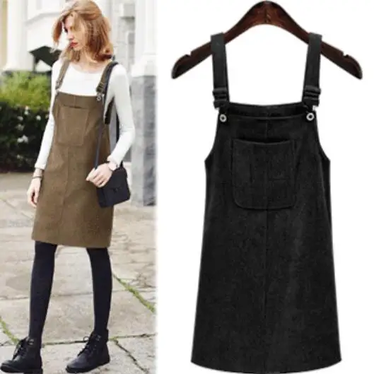 XXXXXL Spring 2020 Dresses Women Bandage Vintage Sundress College Wind Corduroy Loose Strap Dress Female DV257 | Женская одежда