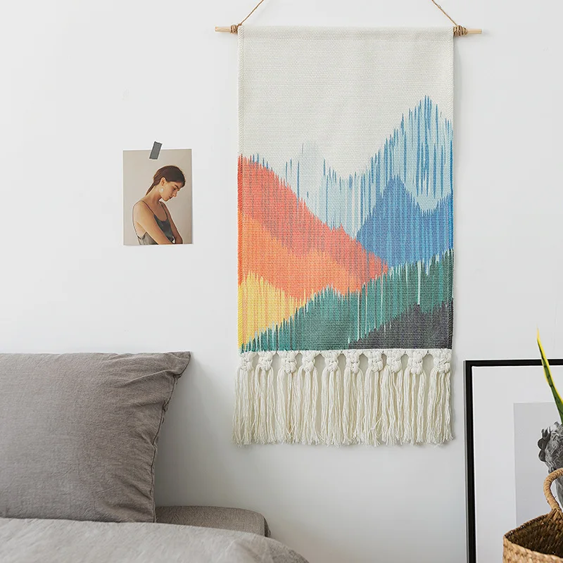 Макраме тканый настенный подвесной гобелен искусство на стену декор ручной