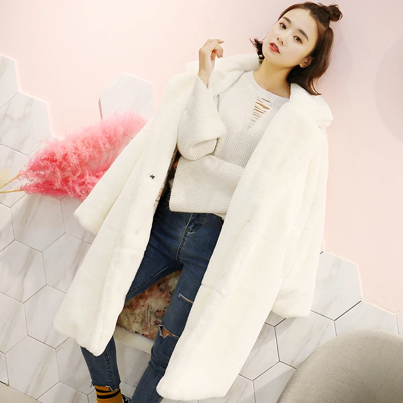 Пальто из искусственного меха кролика рекс для женщин 2019 новое зимнее плотное