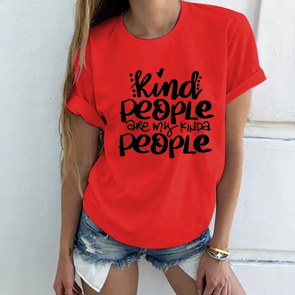 Модная женская футболка с надписью Kind People Повседневная Harajuku коротким рукавом и