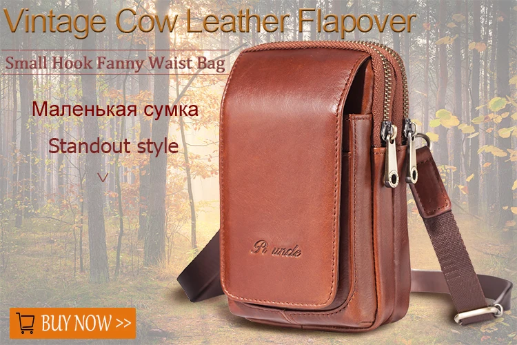 Genuine Leather Men's Waist Fanny Pack Mobile Phone Pouch Soft Cowhide Cross Body Zipper Money Purses Hip Bum Belt Bags For Men