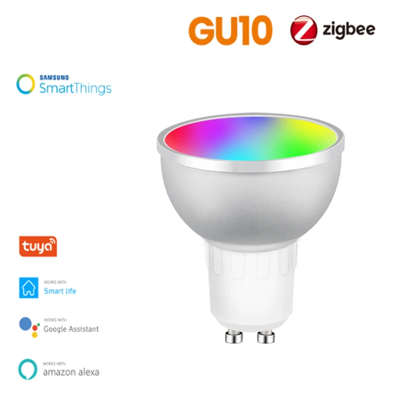 

Tuya Zigbee 3.0 GU10 Smart LED Light Bulb 5W RGBCW Voice Control Work With Alexa Echo Google Home Tuya/SmartThings APP