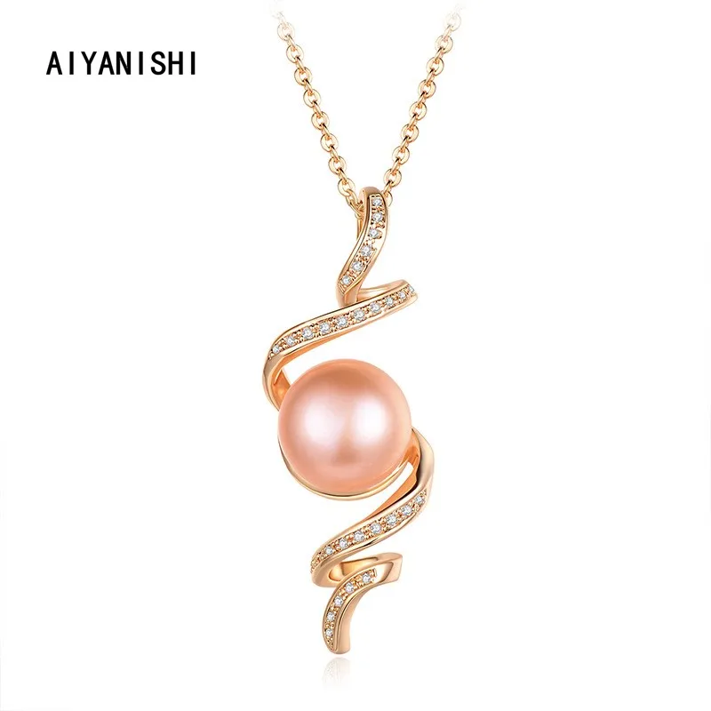 

AIYANISHI 18K Gold Filled Natural Freshwater Pearl Necklaces Charm Twisted Necklaces Jewelry Freshwater Mom Gift Pearl Necklaces