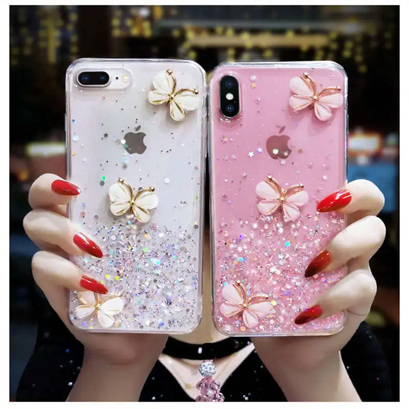 

3D Glitter Bling Star butterfly soft Case For Samsung Galaxy S20 Ultra S8 S9 S10 Plus S10e A6 J4 J6 Note 10 Plus A750 A9 2018