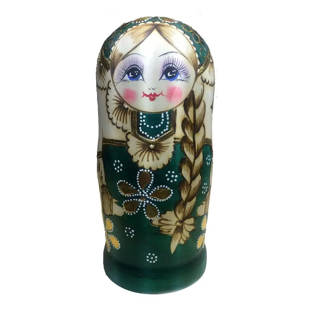 

7Pcs/Set Braided Hair Girl Wooden Russian Nesting Dolls Matryoshka Toy Kids Crafts Gift Tabletop Ornaments Toys