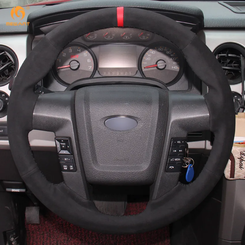 Чехол на руль автомобиля MEWANT черный замшевый красный для Ford F150 F-150 SVT Raptor 2010 2011 2012