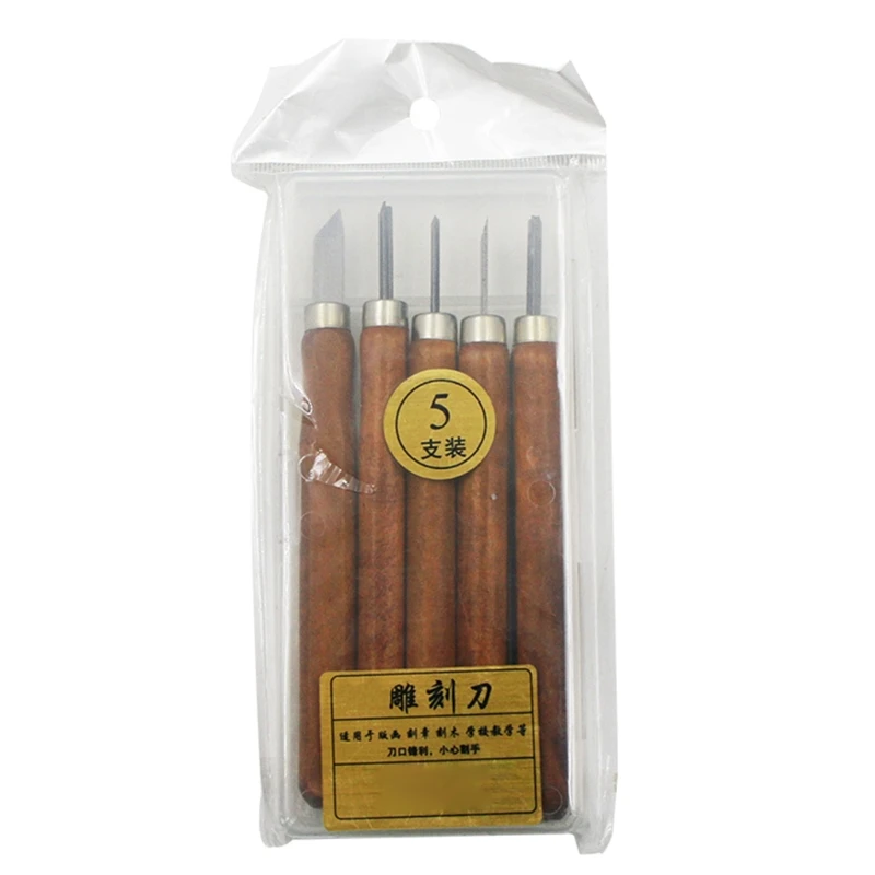 

5 Pcs Imitation Rosewood Carving Chisels Knife Set Woodworking Woodcut DIY Basic Gadget Detailed Wood Carving Cutter