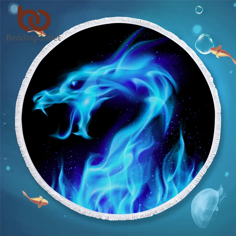 Большое круглое пляжное полотенце BeddingOutlet для взрослых банное из микрофибры с 3D