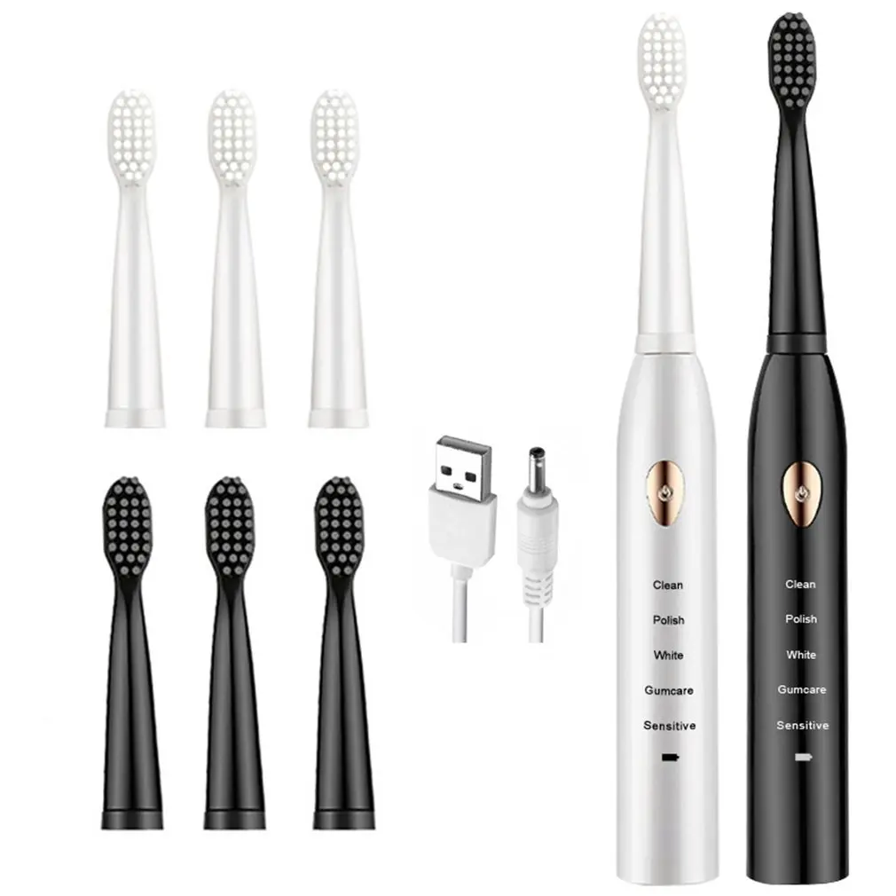 

Electric Toothbrush Couple Set with 8 toothbrush heads in two packs Adult Rechargeable 2-minute Intelligent Timing Toothbrush