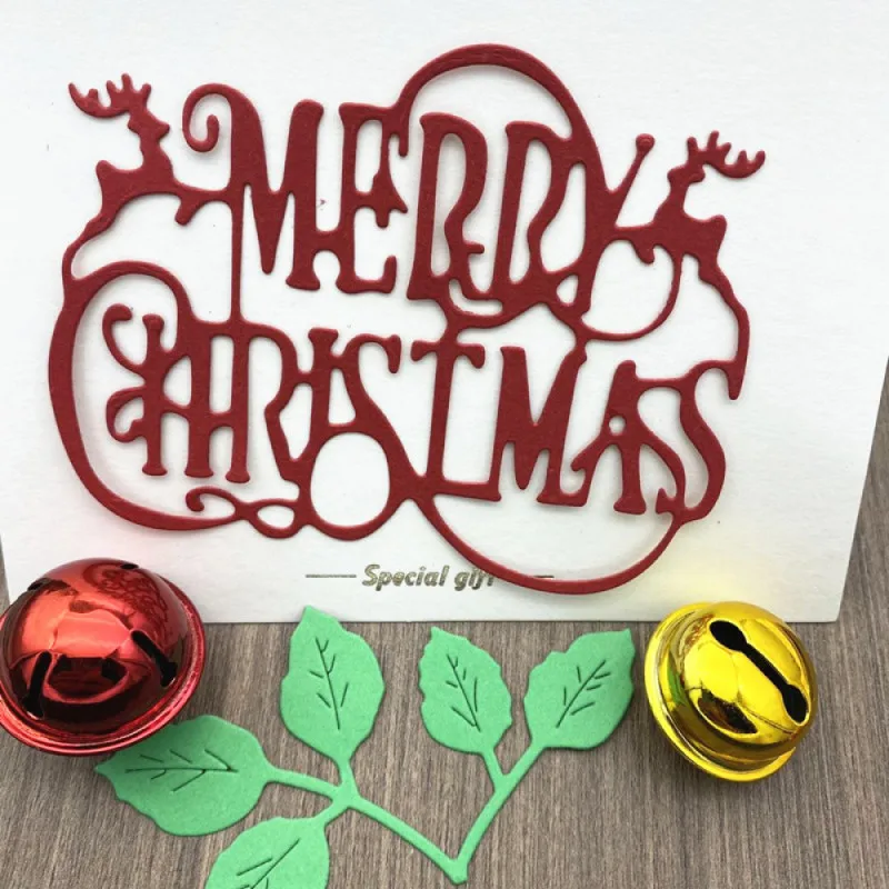 

Merry Christmas Alphabet Metal Cutting Dies Deer Decoration Scrapbooking DIY Stencil Craft Paper Card Decorative Template