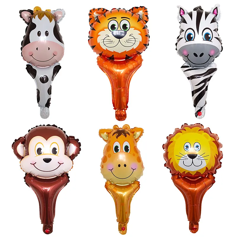 6 шт./лот ручной Джунгли животных фольги шары голова тигра льва гелиевые