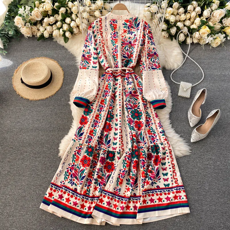 Платье женское демисезонное с длинным рукавом и воротником-стойкой | Женская