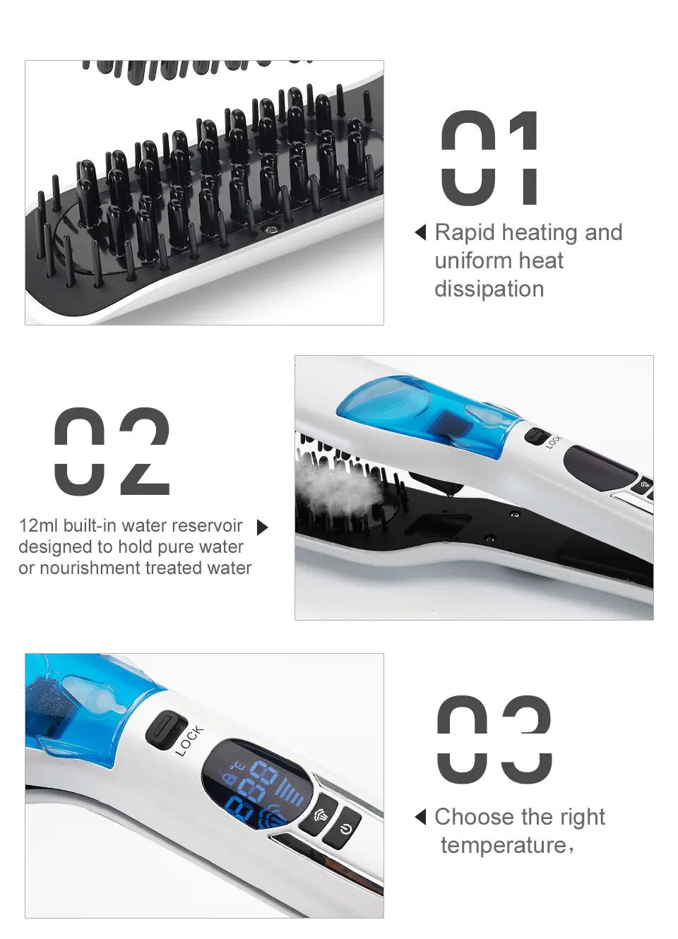 Выпрямитель для волос с ЖК-дисплеем электрический выпрямитель щетка