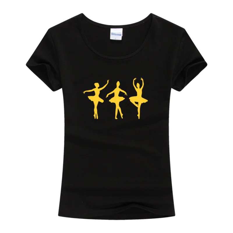 New Summer Women Short Sleeve T Shirt Ballerina Ballet Dance Posture Design Female Cute Girl Cotton Tee Tops | Женская одежда