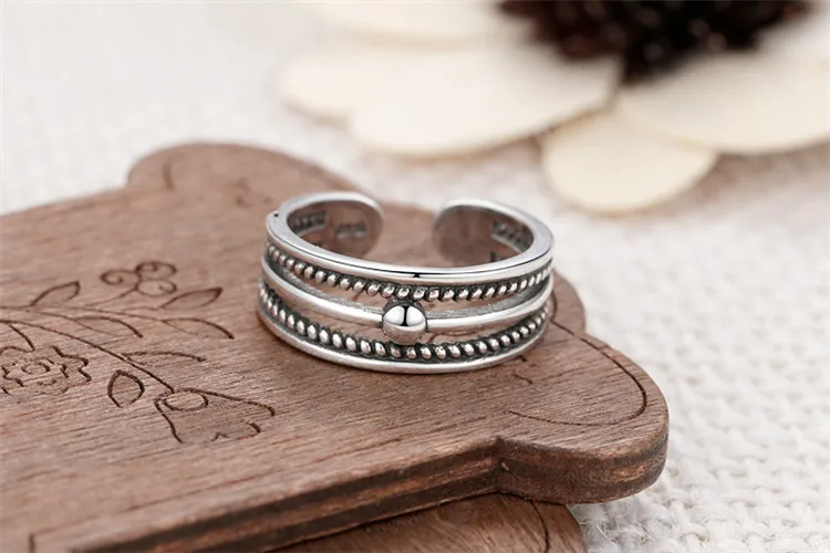 Kindey Многослойные кольца с бусинами в этническом стиле серебряного цвета для