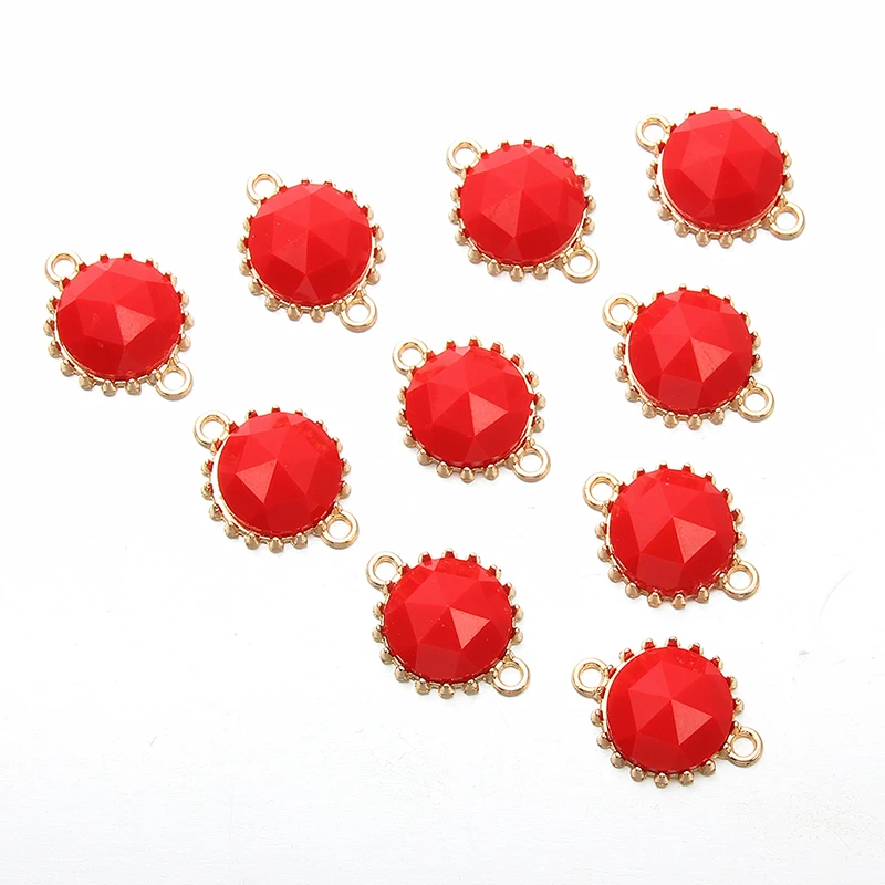 Соединитель из сплава для женщин и девушек милая золотистая красная эмаль в