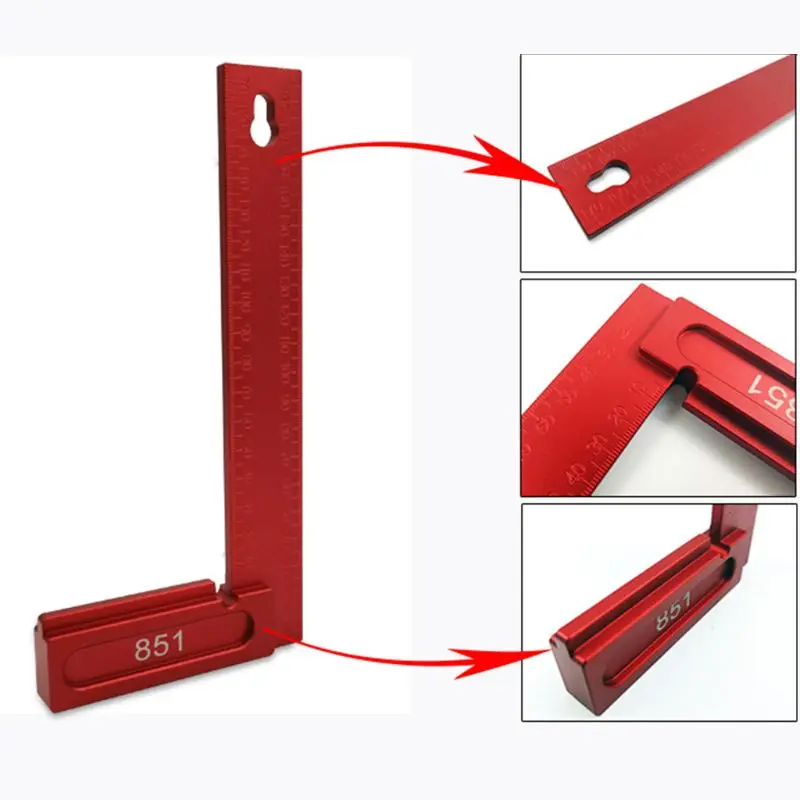 

200mm L-Square Angle Ruler 90 Degree Hole Positioning Measuring Ruler Scriber CORC