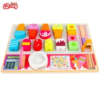 simulation bbq cutting set wooden montessori kids toy supermarket cash register fruitsdessert kitchen educational children toys