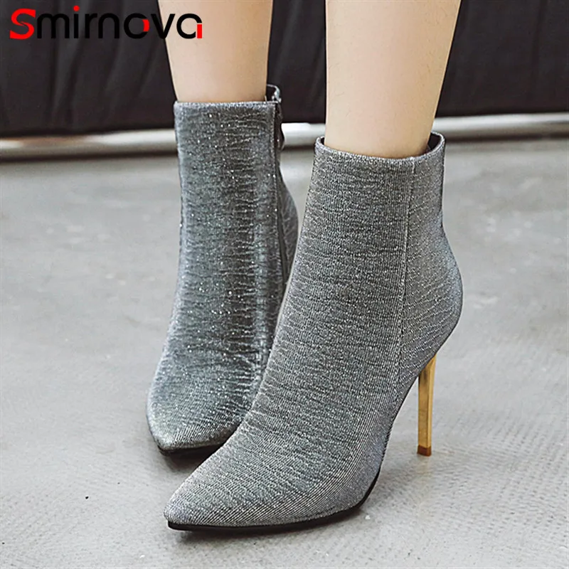 

Smirnova 2020 сексуальные женские ботильоны с острым носком обувь на очень высоком каблуке осенние зимние ботинки черные новые модные женские бо...