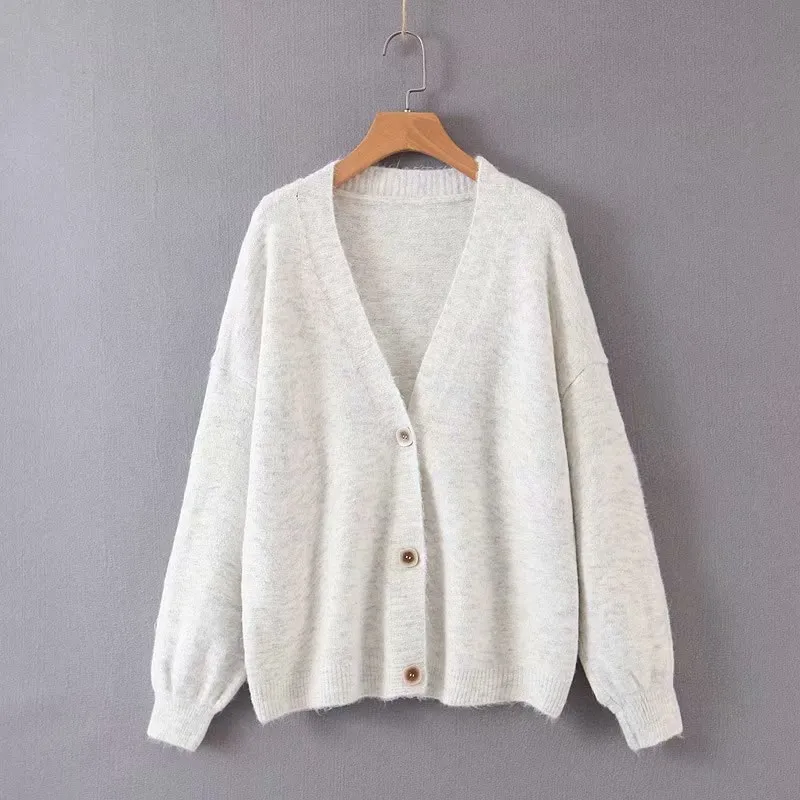 2019 Women Autumn Soft And Comfortable Knit Cardigan Cardigans Large V-Neck Loose Sweater Casual Button Sweet Tops |