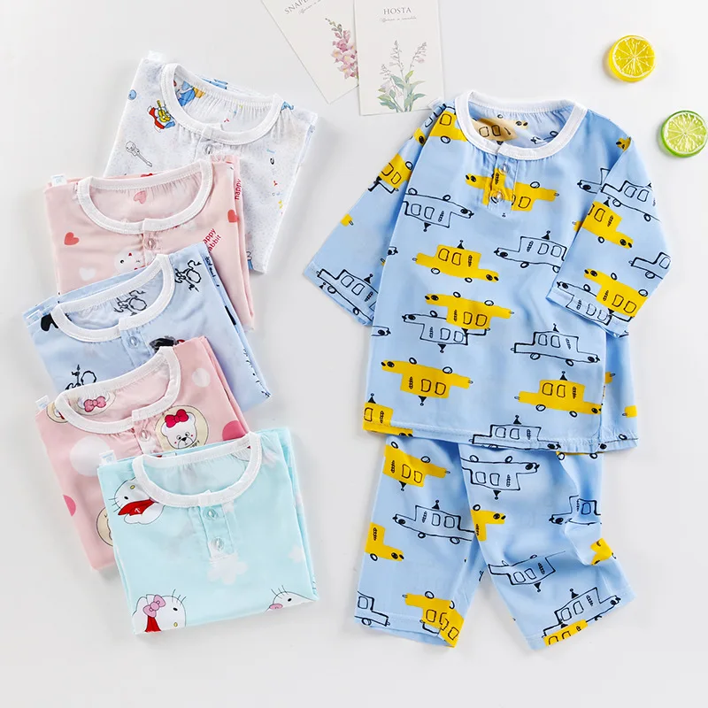 

2020 Kids Sets Girls Boys Sleepwear Baby Infant Clothes Cartoon Print Pajama Sets Cotton Children's Pyjamas Children's Clothing