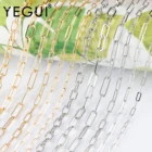 Цепочка YEGUI C201 для самостоятельной сборки, позолота 18 К, медь, металл, родиевое покрытие, цепочка ручной работы, цепочка для самостоятельного изготовления браслетов, ожерелий, ювелирных изделий, 1 млот