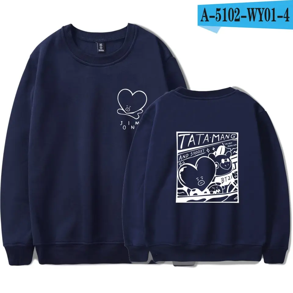 Navy Kpop Jim V модная Толстовка в стиле «Bangtan» популярные повседневные пуловеры Kpop с круглым воротником унисекс Harajuku - Цвет: Navy