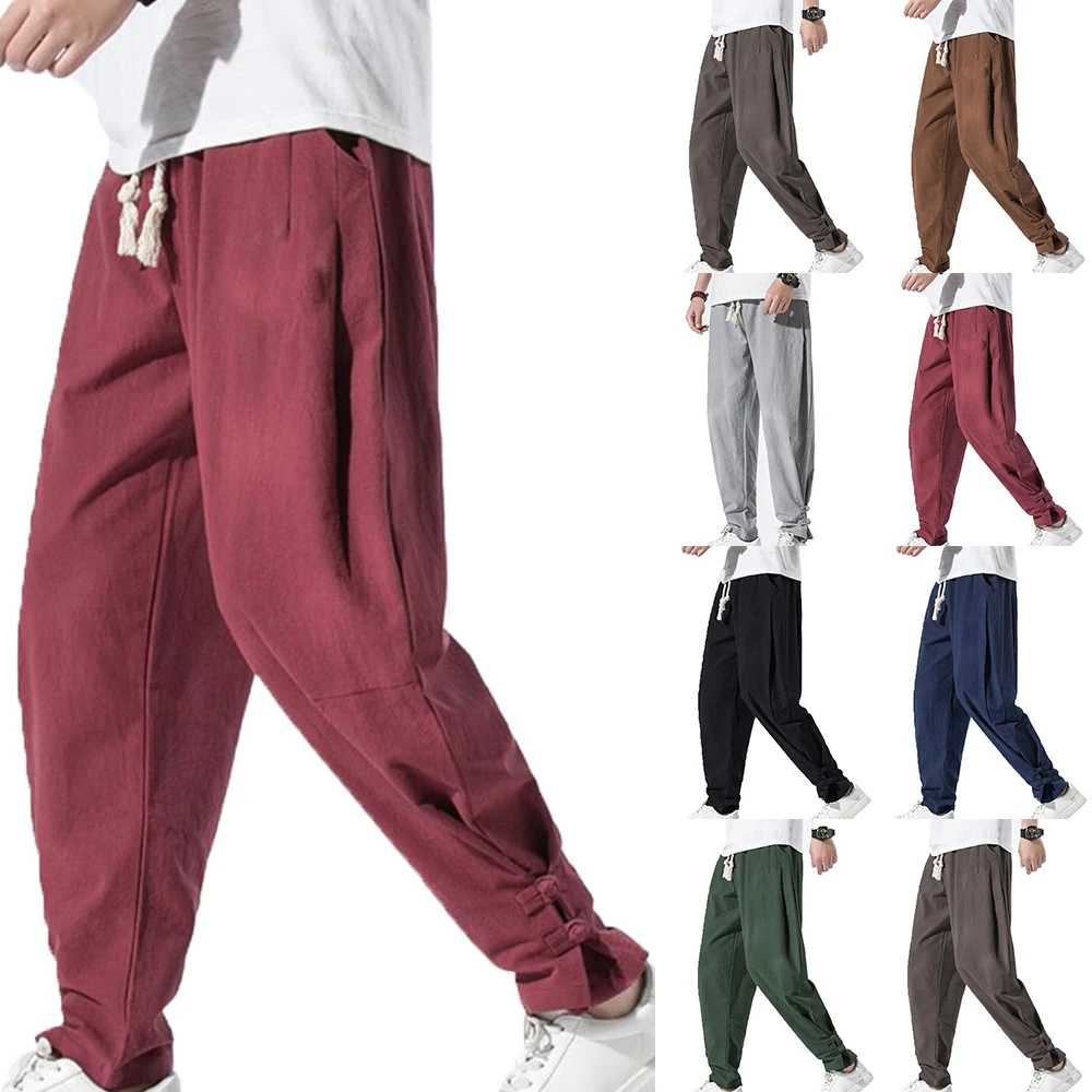 

Plus Size Harem Trousers Men Summer Yoga Sports Casual Baggy Bottoms Long Pants