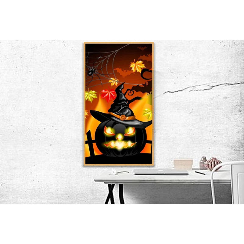 

Halloween Pumpkin Lantern Full Square/Round Stones Cartoon Diamond Embroidery Diamond Painting Cross Stitch Rhinestone Picture