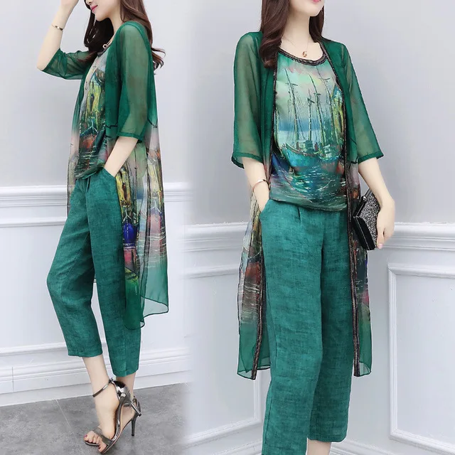 

Chiffon Pant Suits For Mother of the Bride Groom Women Party Wedding Guest Formal Vintage Elegant 3 Piece Sets Pantsuit Outfits