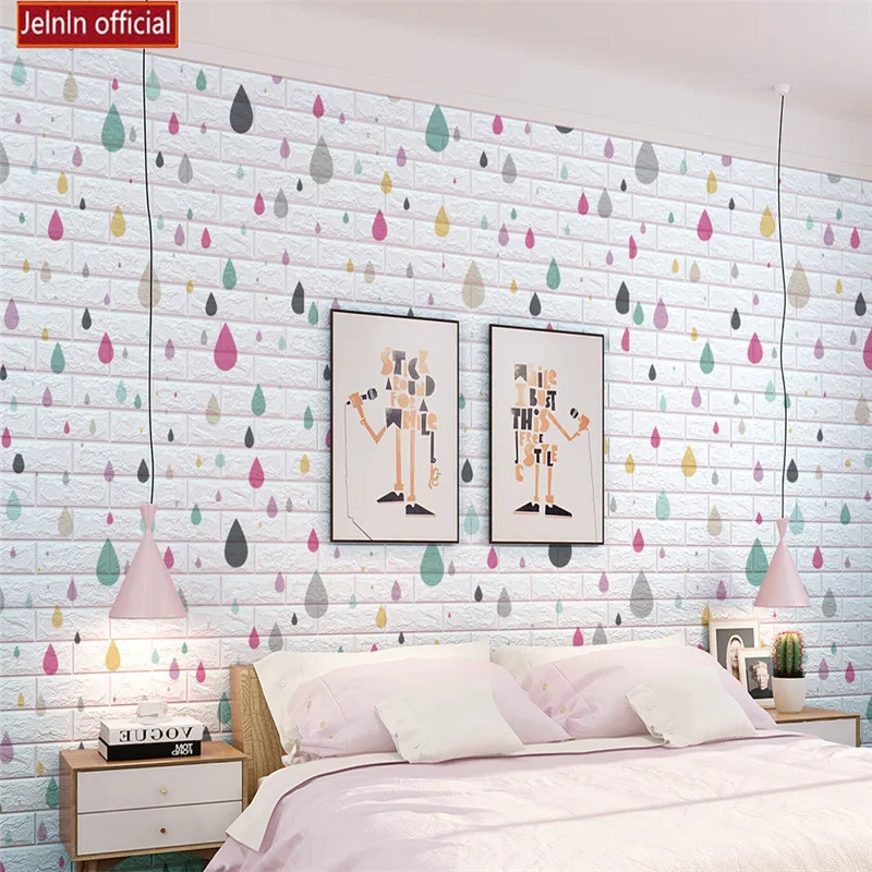 Самоклеящиеся обои 3d настенные наклейки в спальню с цветными дождевыми каплями