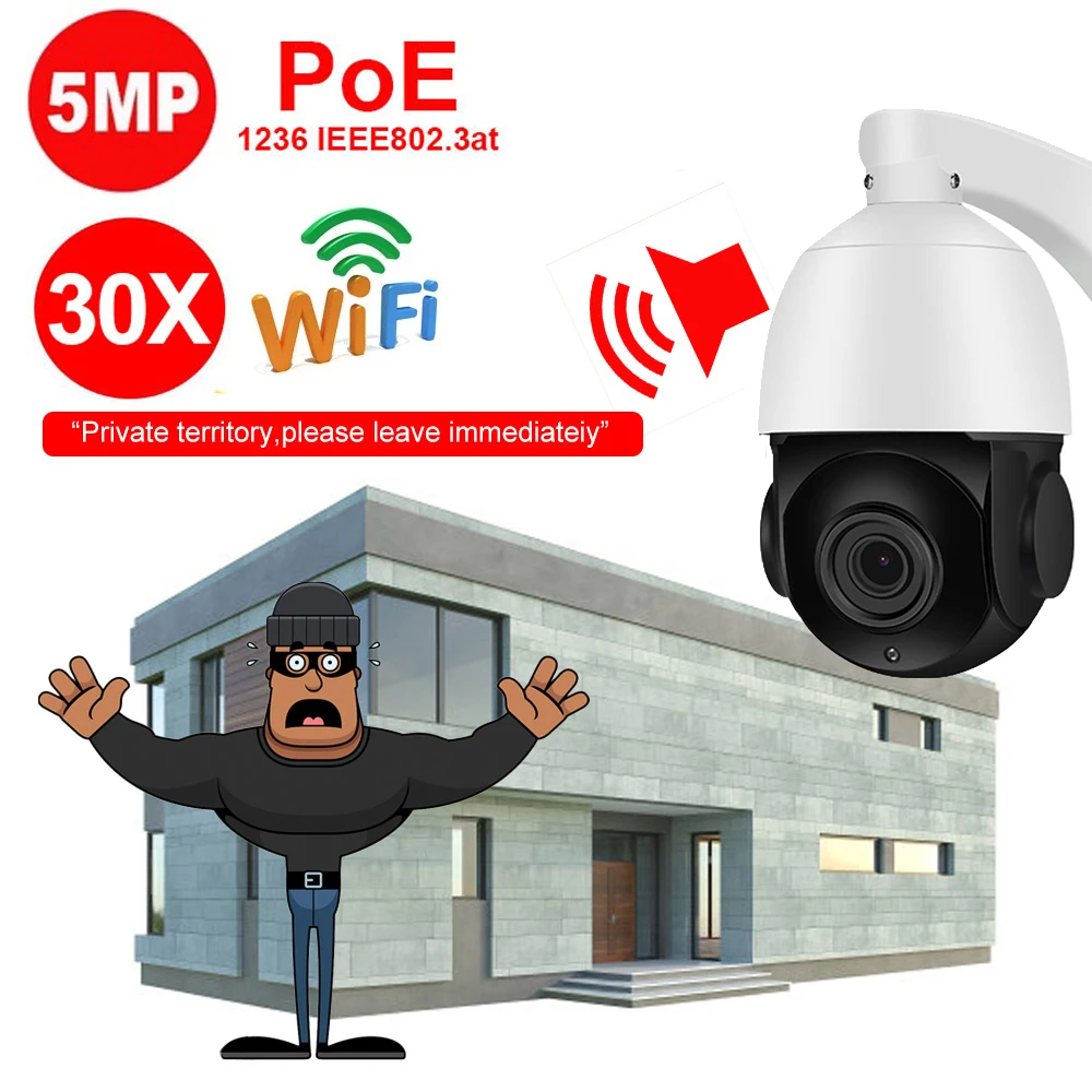 

IP-камера видеонаблюдения, 5 МП, Wi-Fi, PTZ