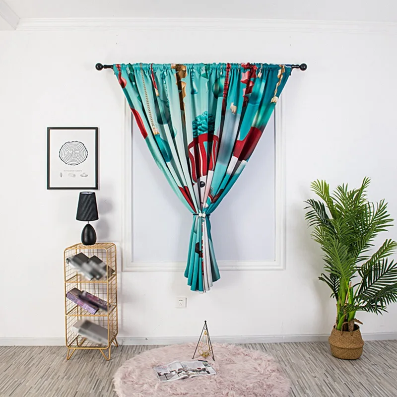 Рождественские занавески на окна с колокольчиком темные для кухни комнатные