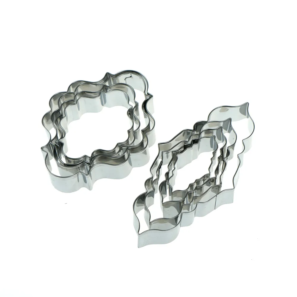 4pcs DIY Biscuit Mold Fondant Cake Decoration Baking Stainless Steel Cookie Cutters Mirror Frame | Дом и сад