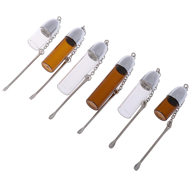 

Glass Snuff Snorter Bottle Pill Box With Metal Spoon Bullet Sniffer Container Storage Dispenser Pill Case (36mm/57mm/72mm)