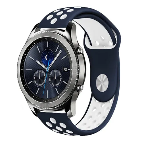 blue white Gear S3 Frontier ремешок для спортивных часов для samsung Galaxy watch 46 мм 42 мм ремешок 22 мм 20 мм силиконовый ремешок amazfit bip браслет аксессуары - Цвет ремешка: blue white