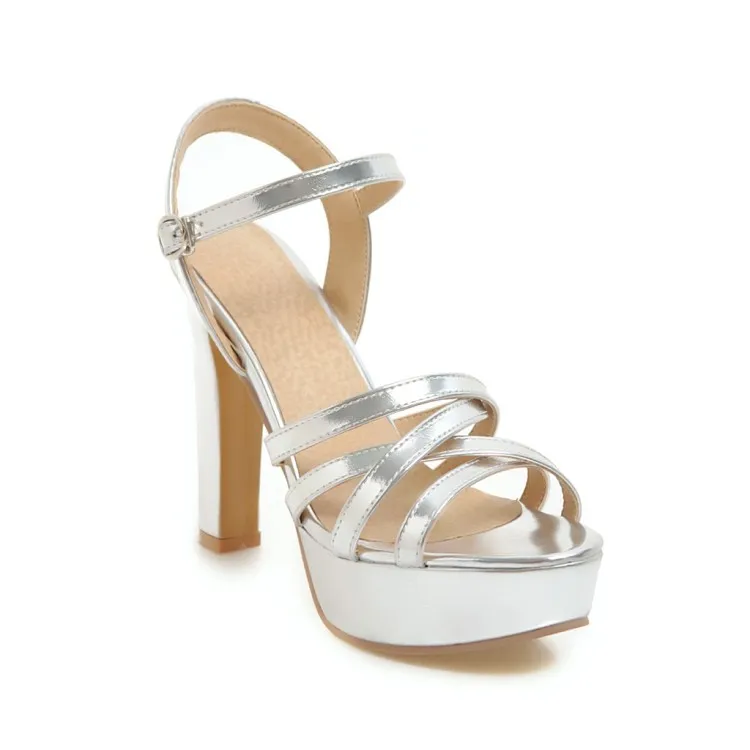 Сандалии женские на высоком каблуке однослойные босоножки с пряжкой туфли