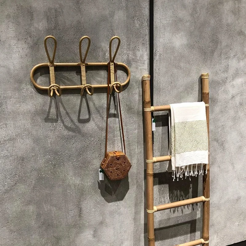 

2Pcs Rattan Wall Hooks Clothes Hat Hanging Hook Crochet Hangers for Home Hotel Dorm Decor Rattan Clothes Organizer