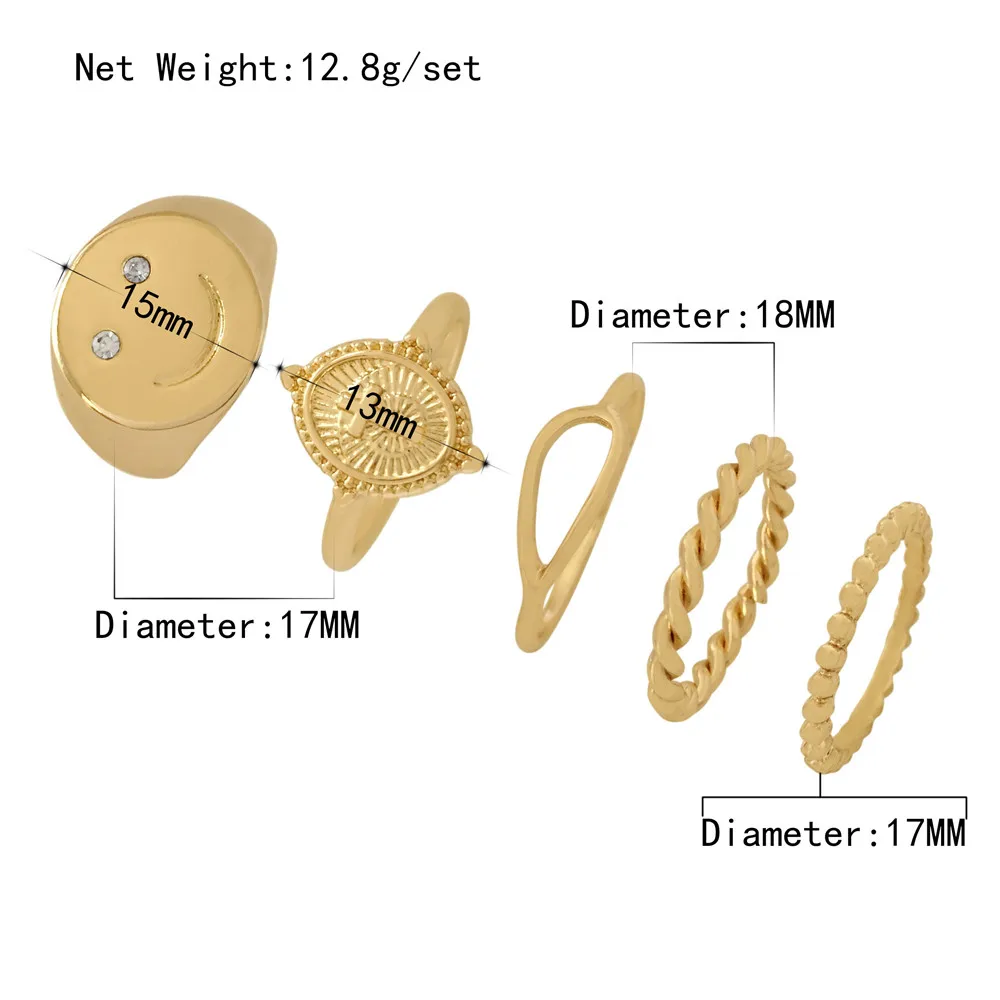 

New Fashion Couple Knuckle Rings Statement Wedding Sweet 4 PCS Finger Rings Set Best Selling Jewelry