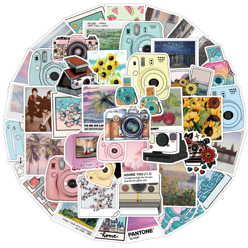 

10/30/50Pcs Cartoon Camera Scenery Graffiti Stickers Waterproof Motorcycle Bicycle Helmet Motor Laptop Joke Kid Classic Toy Gift