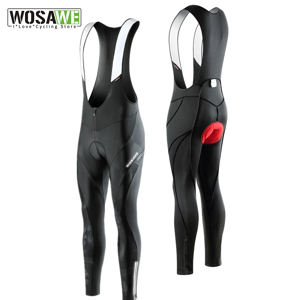 

WOSAWE Cycling Bib Pants 5D Gel Padded Road Bike Pants Trousers Breathable Mesh Men's Mountain Cycling Long Bib Shorts Tights