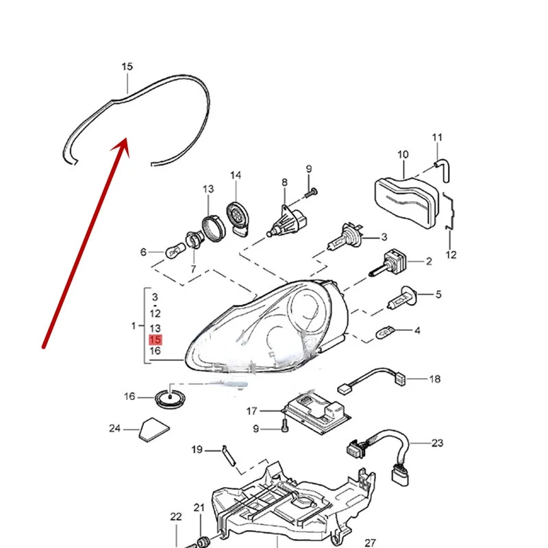 

Car Headlight waterproof gasket gasket 2003-2006Por sch eCa yen ne Headlight sealing tape Headlight waterproof sealing tape