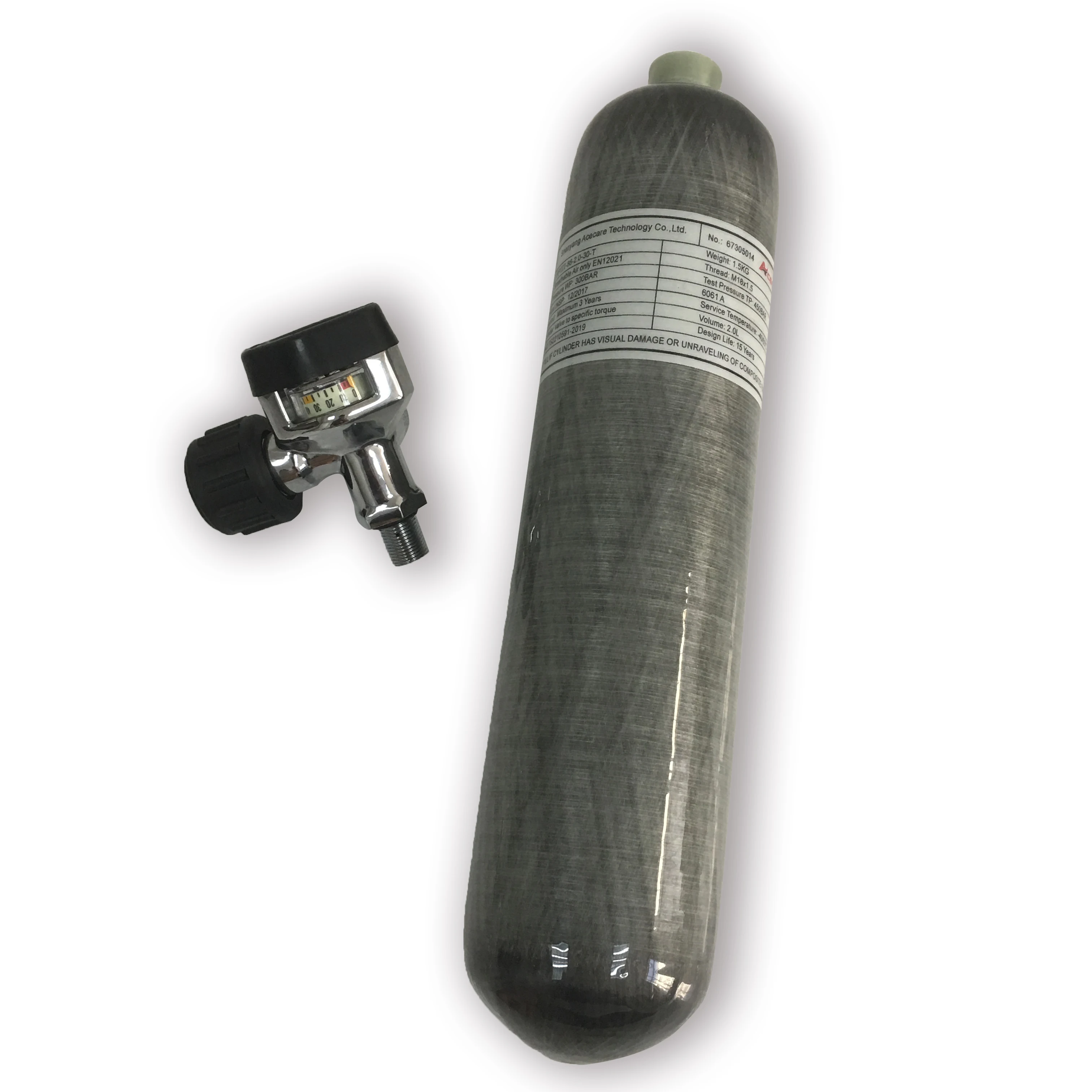 AC10221 2L Pcp High Pressure Carbon Fiber Cylinder Pcp Paintball Tank 4500psi CE Pcp Tank Valve For Breathing Equipment Acecare